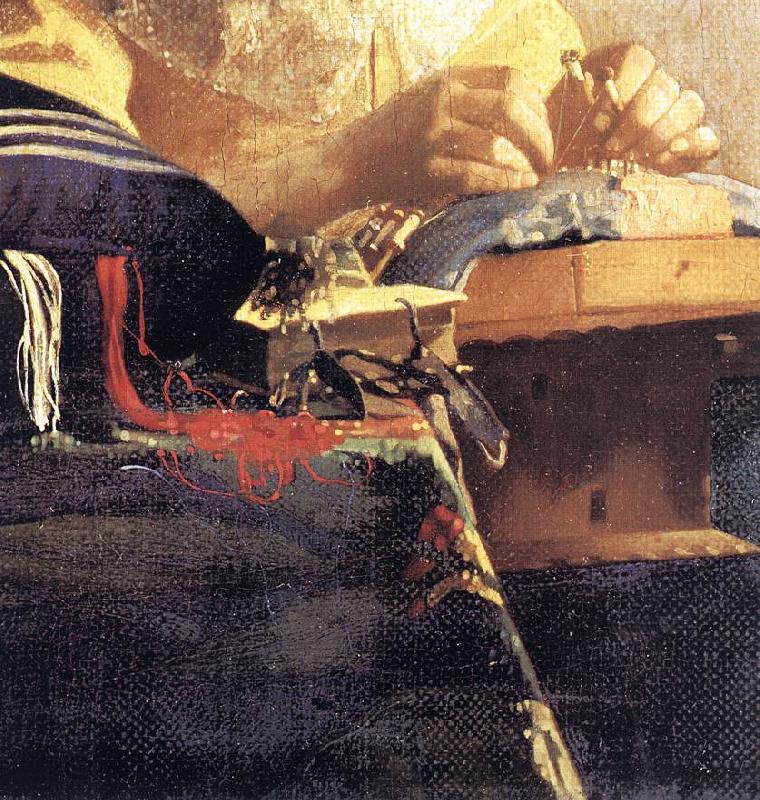 VERMEER VAN DELFT, Jan The Lacemaker (detail) qwr China oil painting art